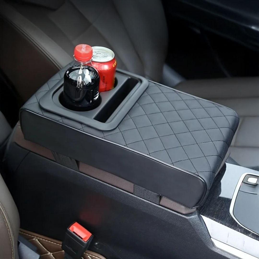 مسند مبطن فاخر للسيارة مع حامل أكواب - 4