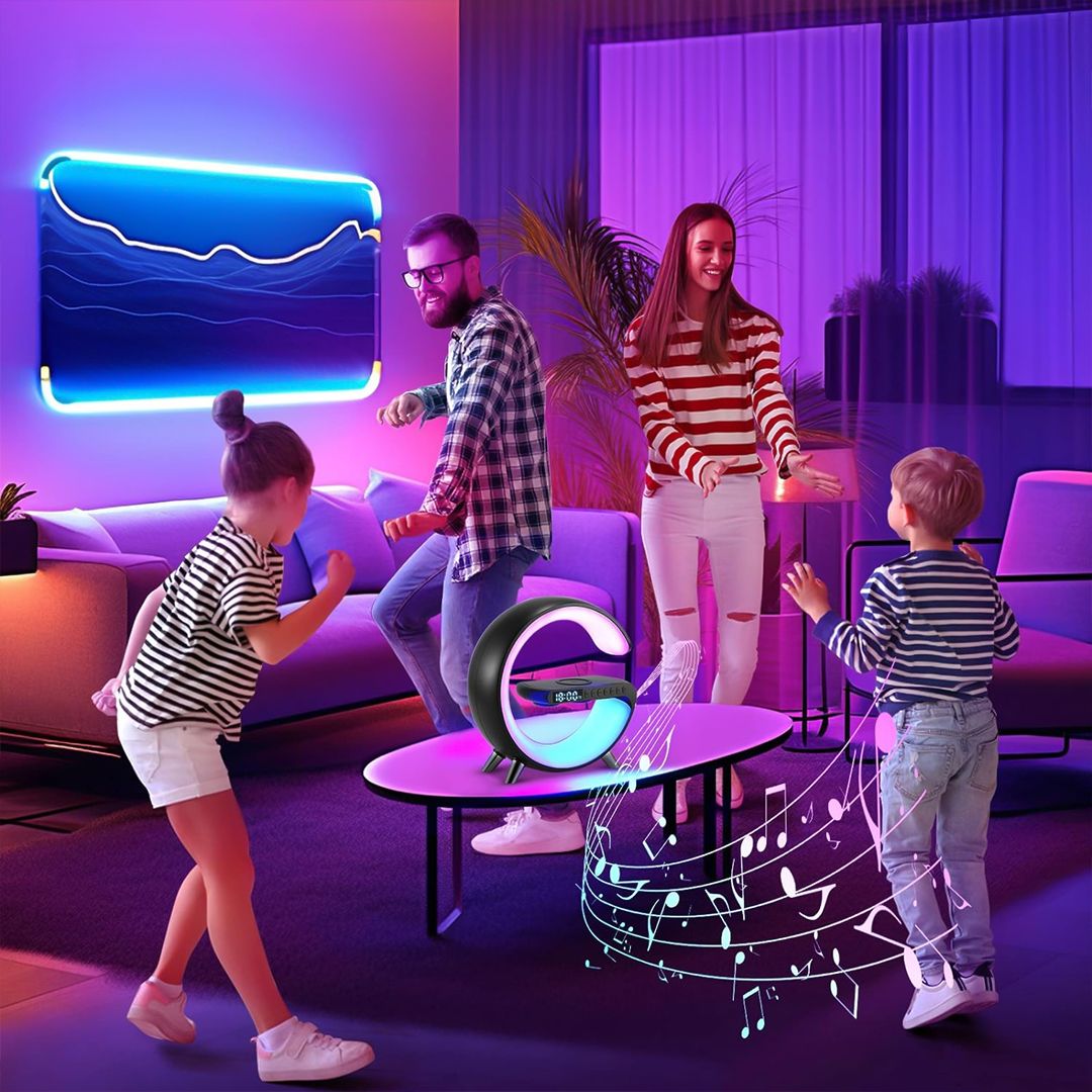 ديكور شاحن لاسلكي مع مكبر الصوت وساعة - 5