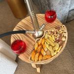 ستاند أرجيلة خشبي فاخر بسطح مقسّم للتسالي من روح - 17