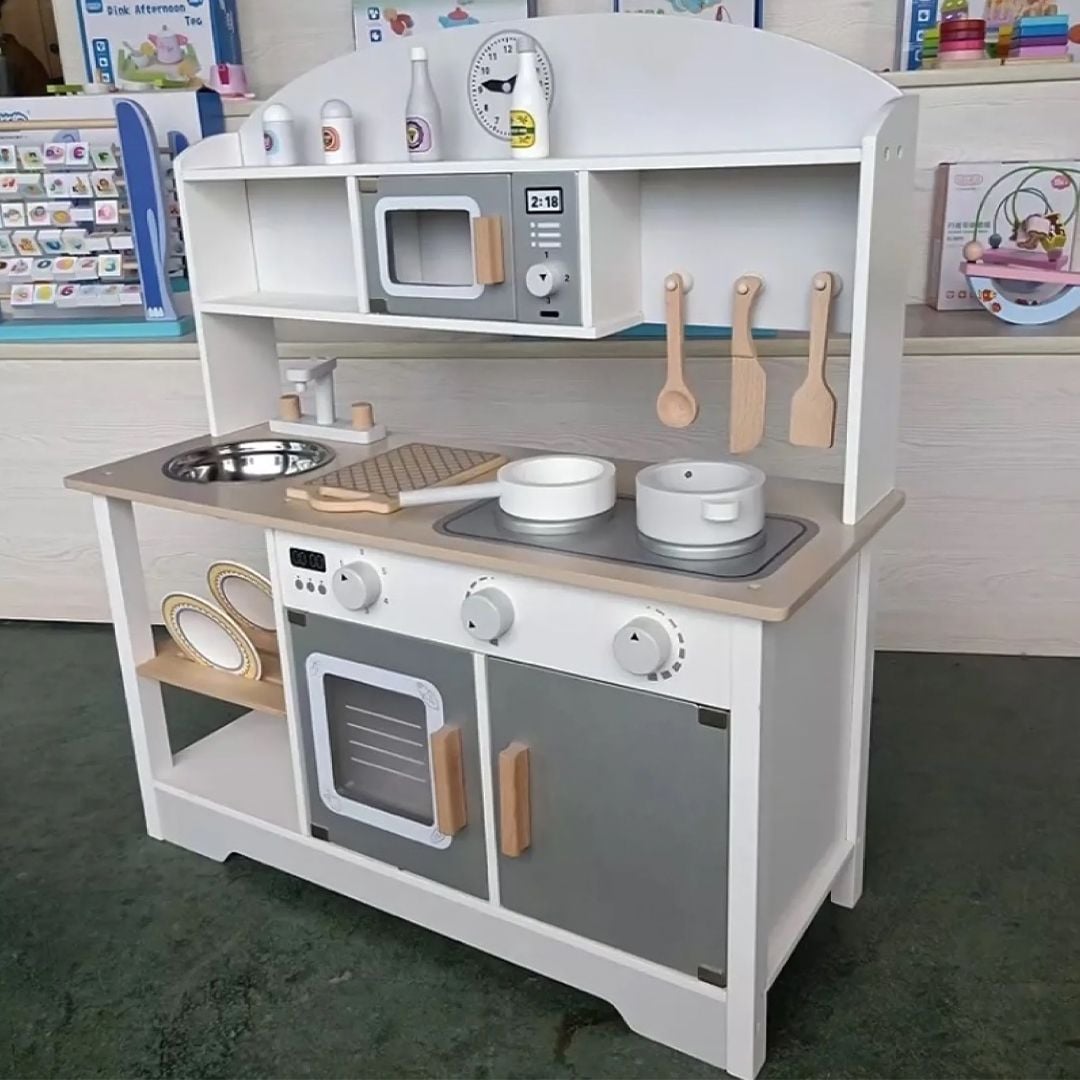 Wooden Children's Kitchen with Cooking Utensils product thumbnail 4