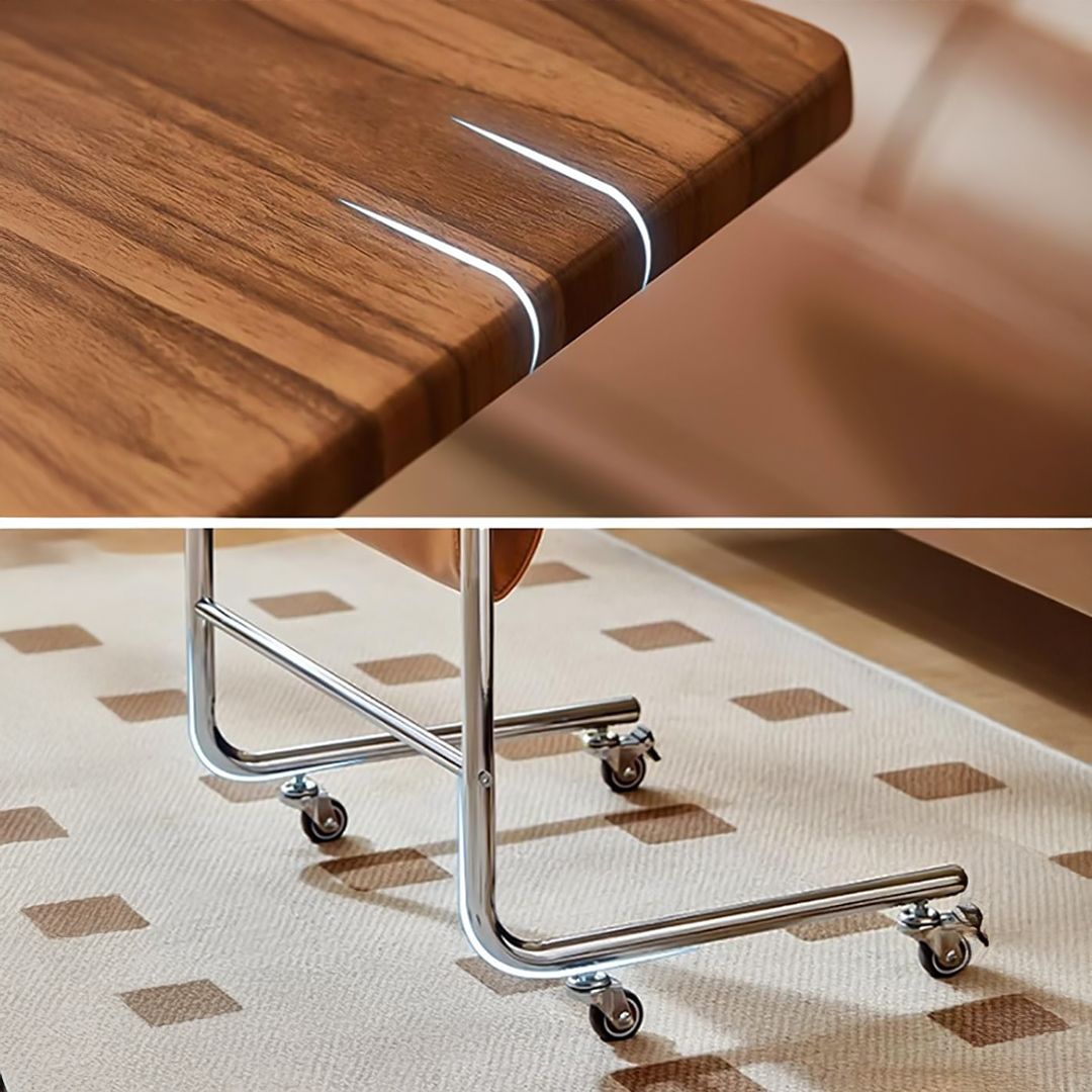طاولة جانبية متحركة مع حامل للكتب - 7