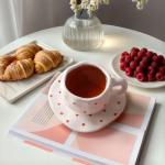 فنجان مع صحن مزخرف بالقلوب - 11