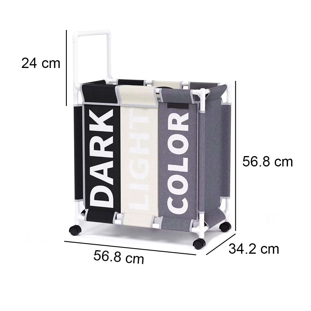 Three-Section Laundry Basket With Wheels product thumbnail 10