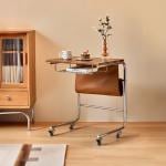 طاولة جانبية متحركة مع حامل للكتب