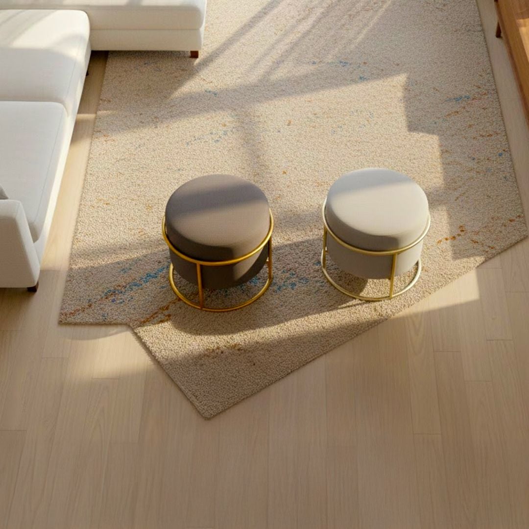 بوف بتصميم دائري و قاعدة معدنية ذهبية - 9