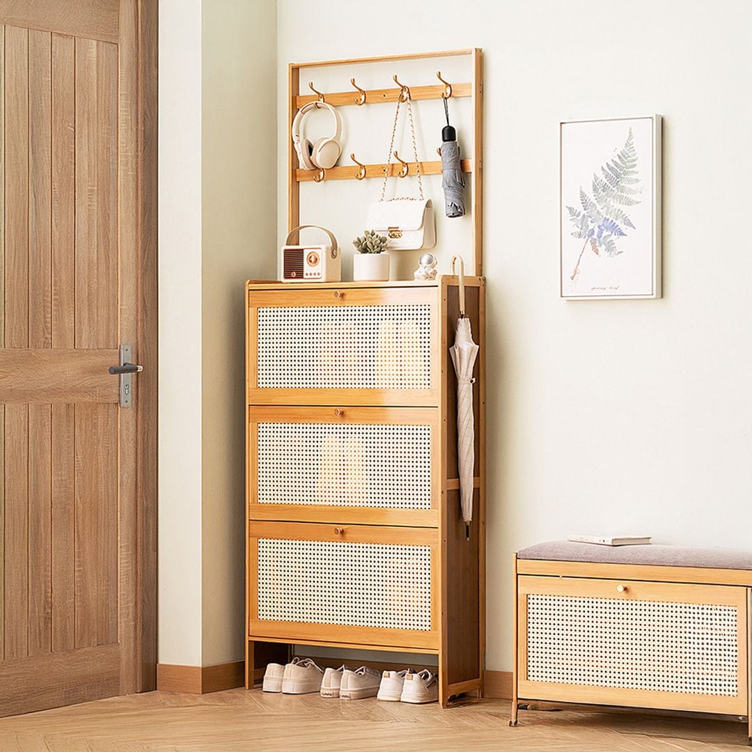 منظم خشبي للمدخل والأحذية - 1