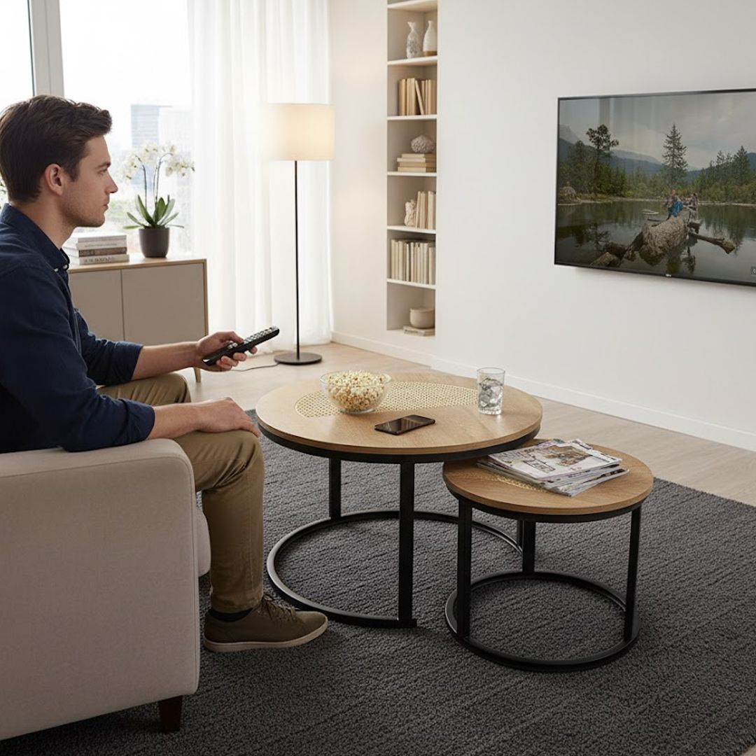 طاولات وسط متداخلة من الخشب و البامبو - 5