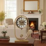 ساعة ديكورية بتصميم تروس و بندول ذهبي فاخر - 12