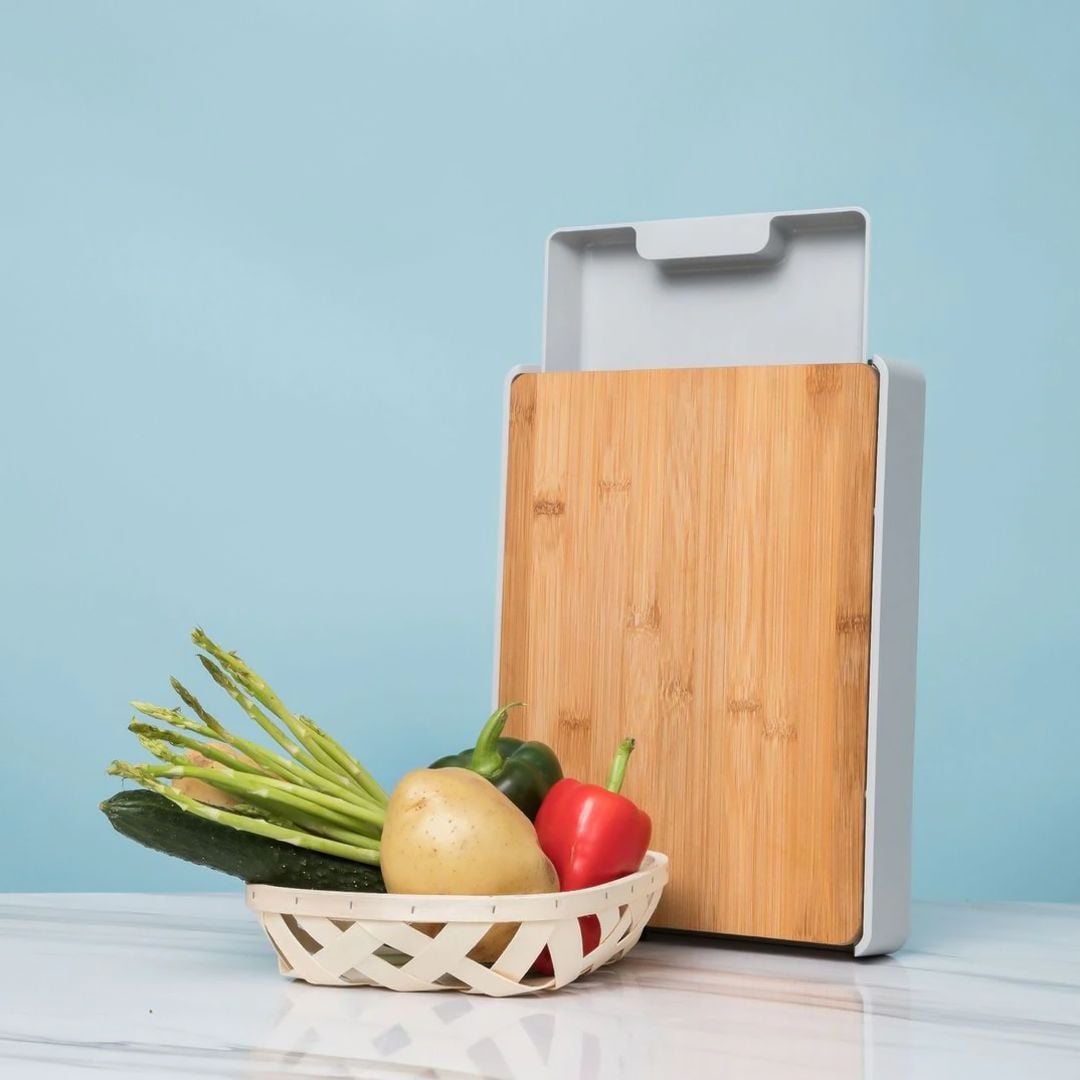 لوح تقطيع خشبي مع صندوق تخزين - 10