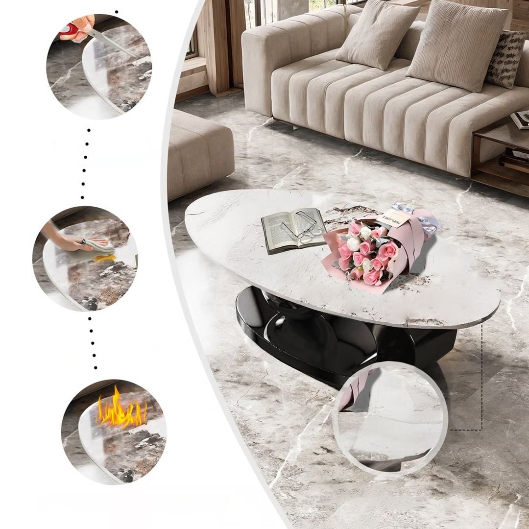 طقم طاولات وسط بيضاوية بتصميم فاخر - 13