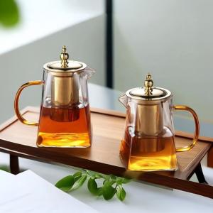 طقم إبريق الشاي الزجاجي بلمسة ذهبية - 2