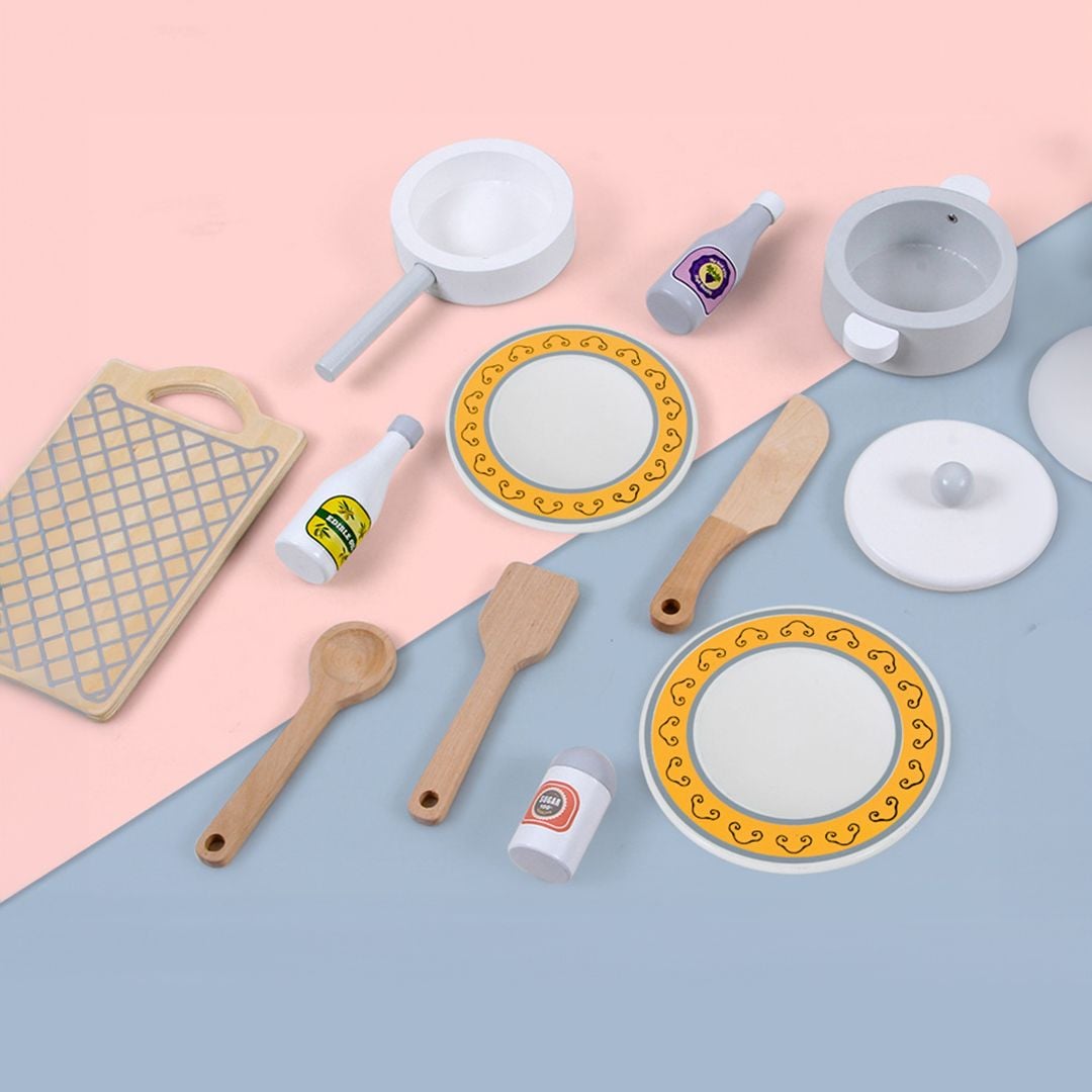 Wooden Children's Kitchen with Cooking Utensils product thumbnail 7