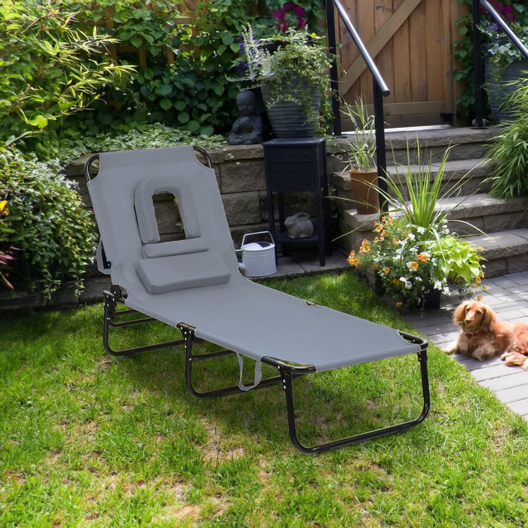 كرسي التشميس القابل للطي مع فتحة للوجه - 3