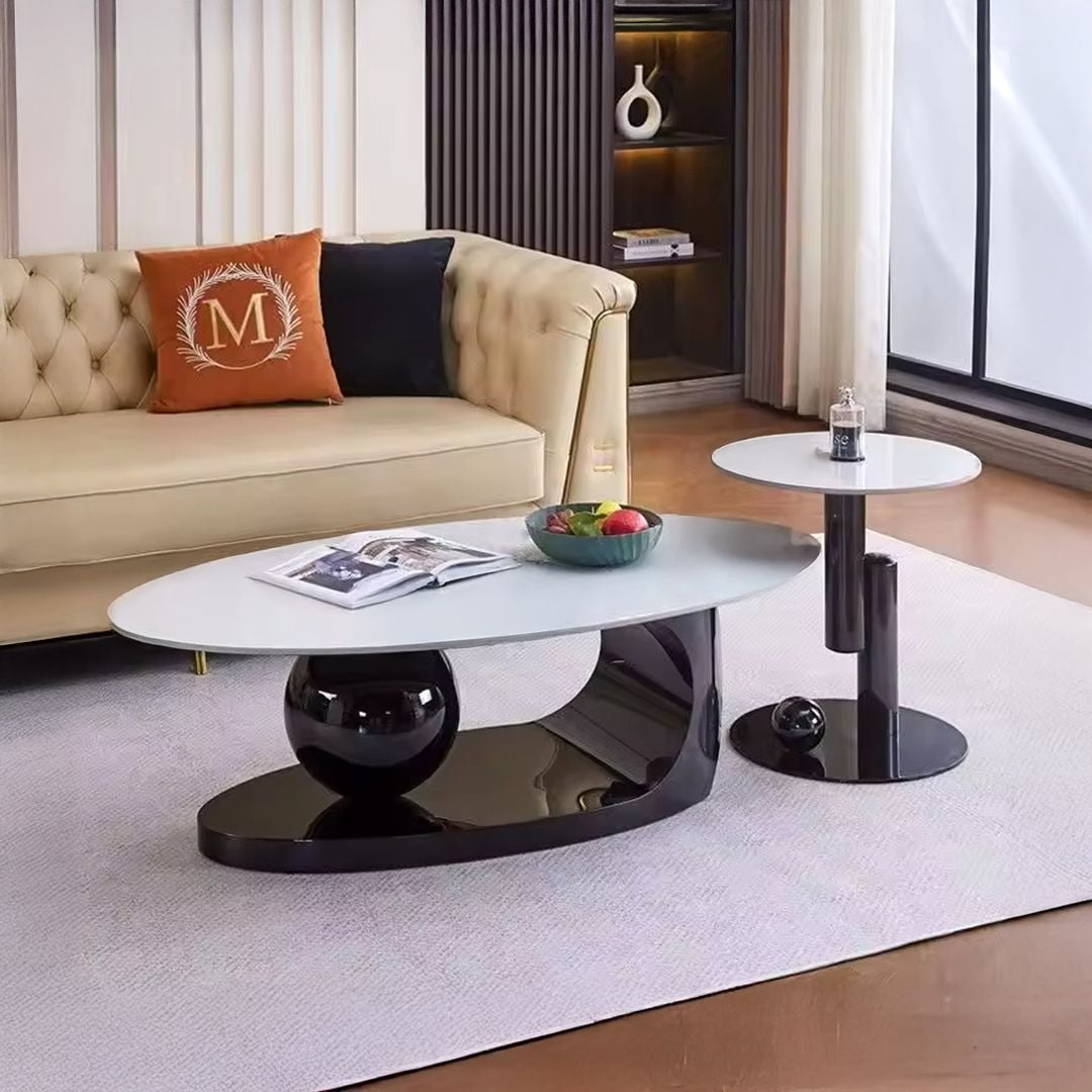 طقم طاولات وسط بيضاوية بتصميم فاخر - 15