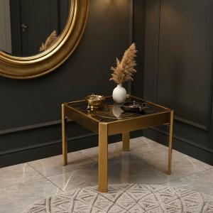 طاولة ديكور مربعة بتصميم ساعة تروس ذهبية - 4