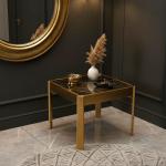 طاولة ديكور مربعة بتصميم ساعة تروس ذهبية - 3