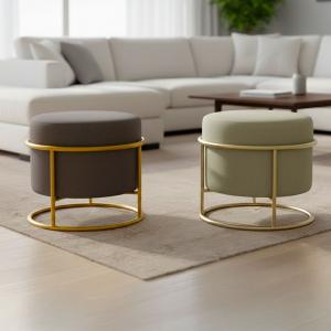 بوف بتصميم دائري و قاعدة معدنية ذهبية - 2