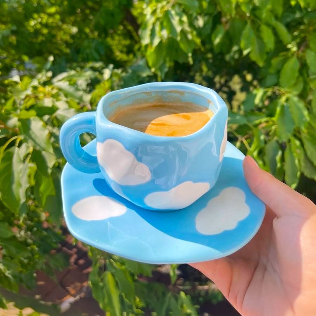 فنجان مع صحن بتصميم الغيمة - 12