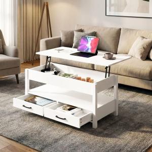 طاولة وسط خشبية بسطح متحرك