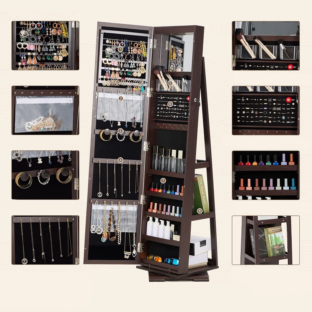 مرآة مع خزانة مجوهرات مضيئة	 - 6