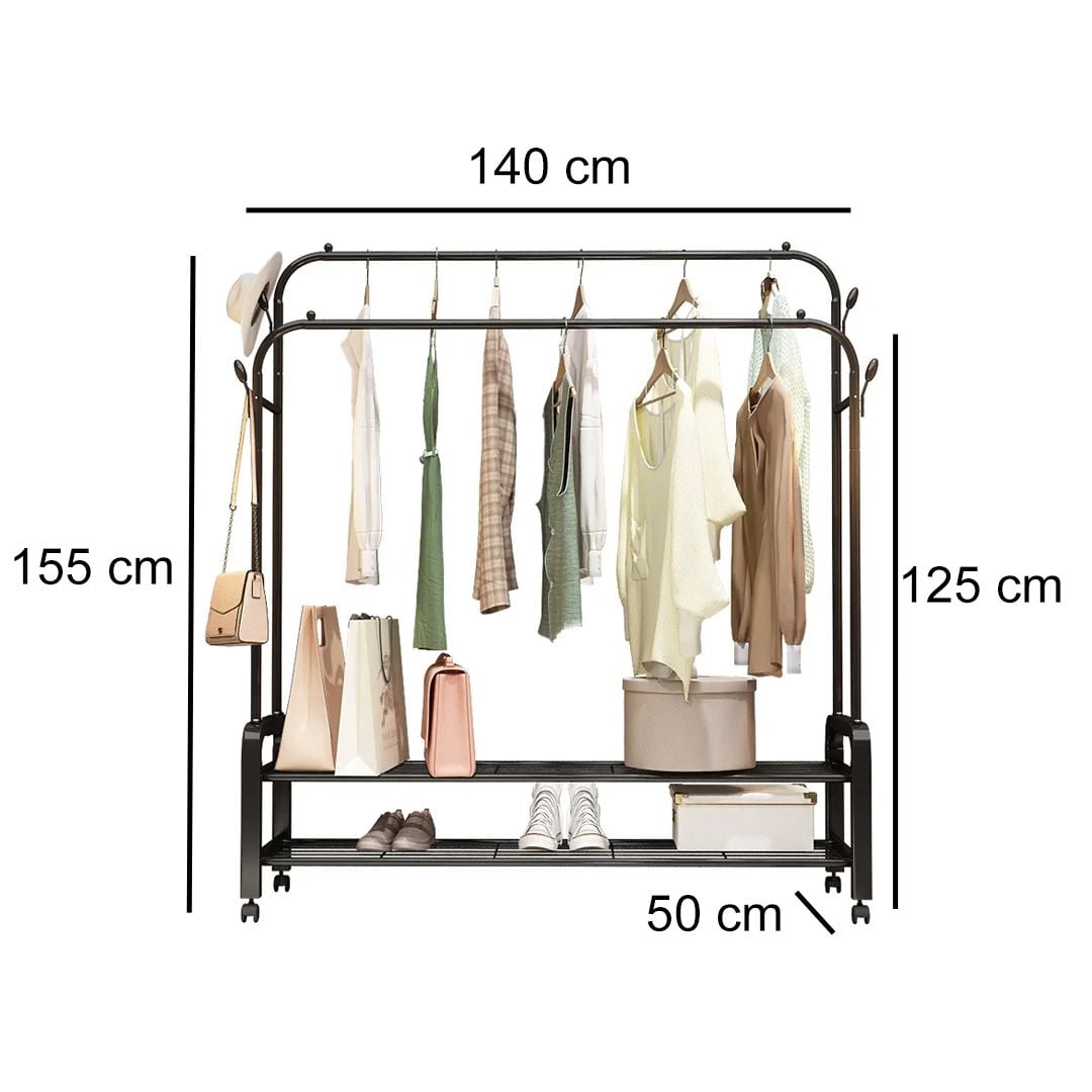 Clothes Hanging Stand with Shelves 140 CM product thumbnail 18