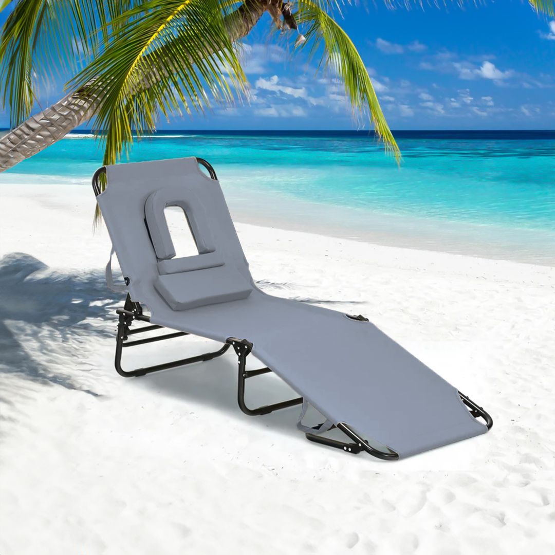 كرسي التشميس القابل للطي مع فتحة للوجه - 6