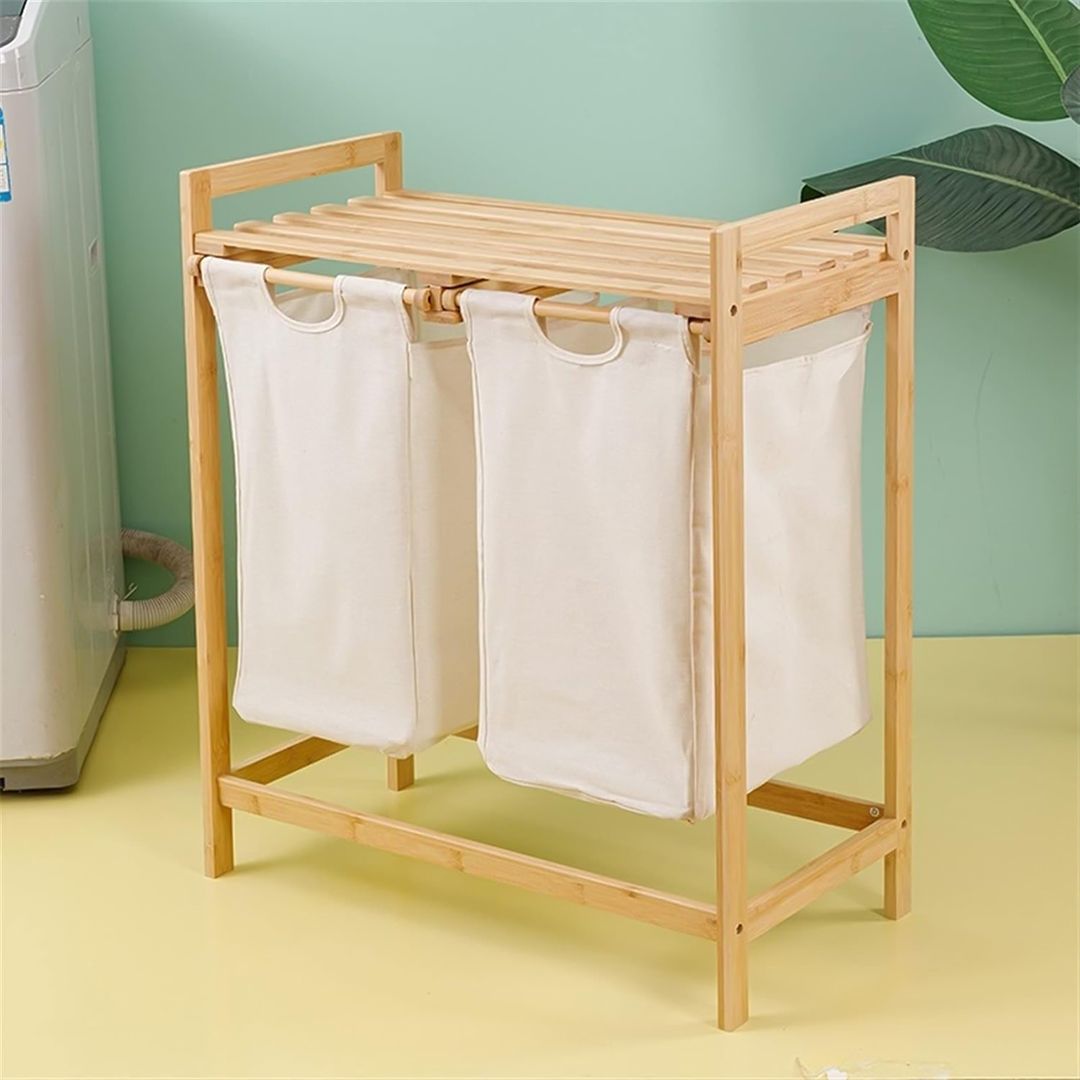Double Wooden Laundry Basket product thumbnail 2