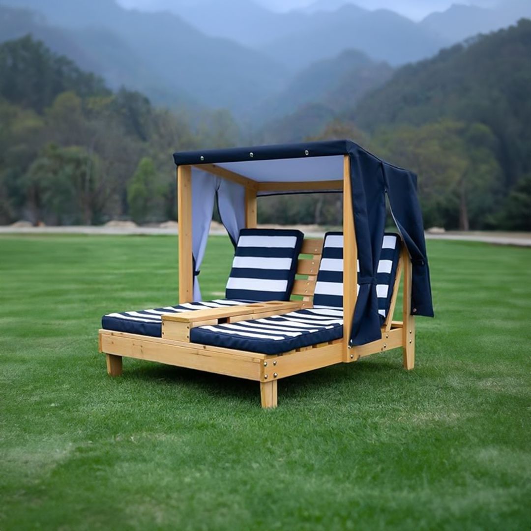 كرسي تشميس خشبي مع مظلة للأطفال - 7