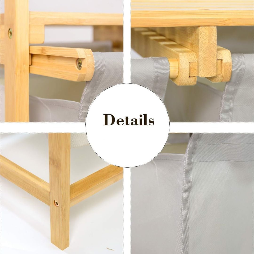 Double Wooden Laundry Basket product thumbnail 5