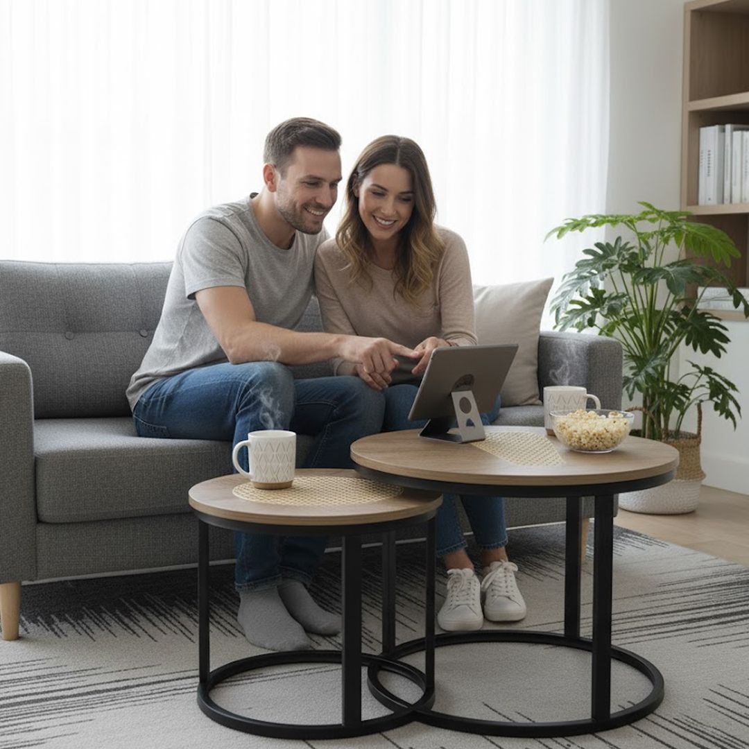 طاولات وسط متداخلة من الخشب و البامبو - 7