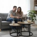 طاولات وسط متداخلة من الخشب و البامبو - 7