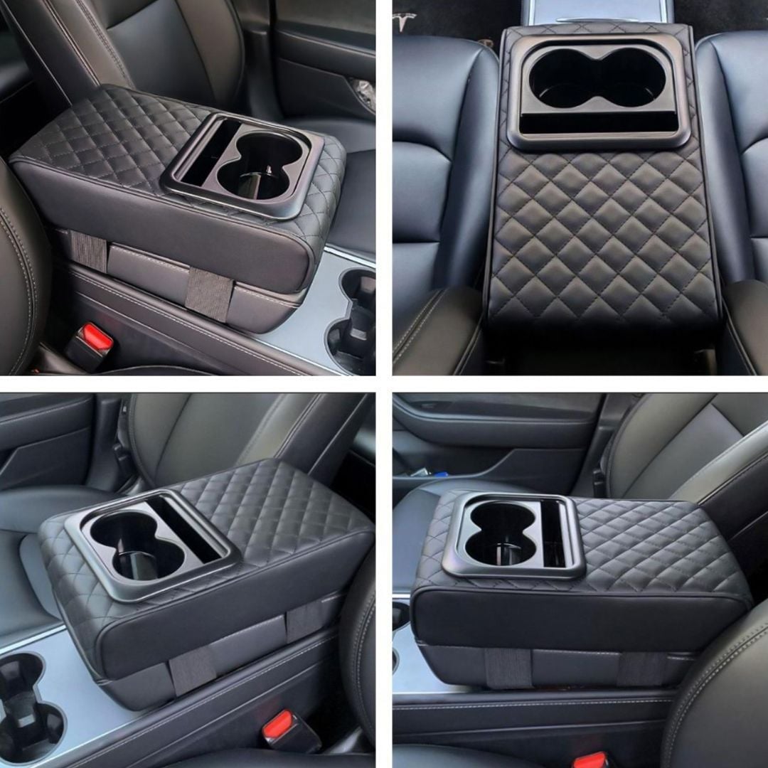 مسند مبطن فاخر للسيارة مع حامل أكواب - 8