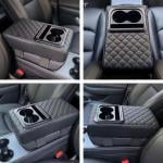 مسند مبطن فاخر للسيارة مع حامل أكواب - 8