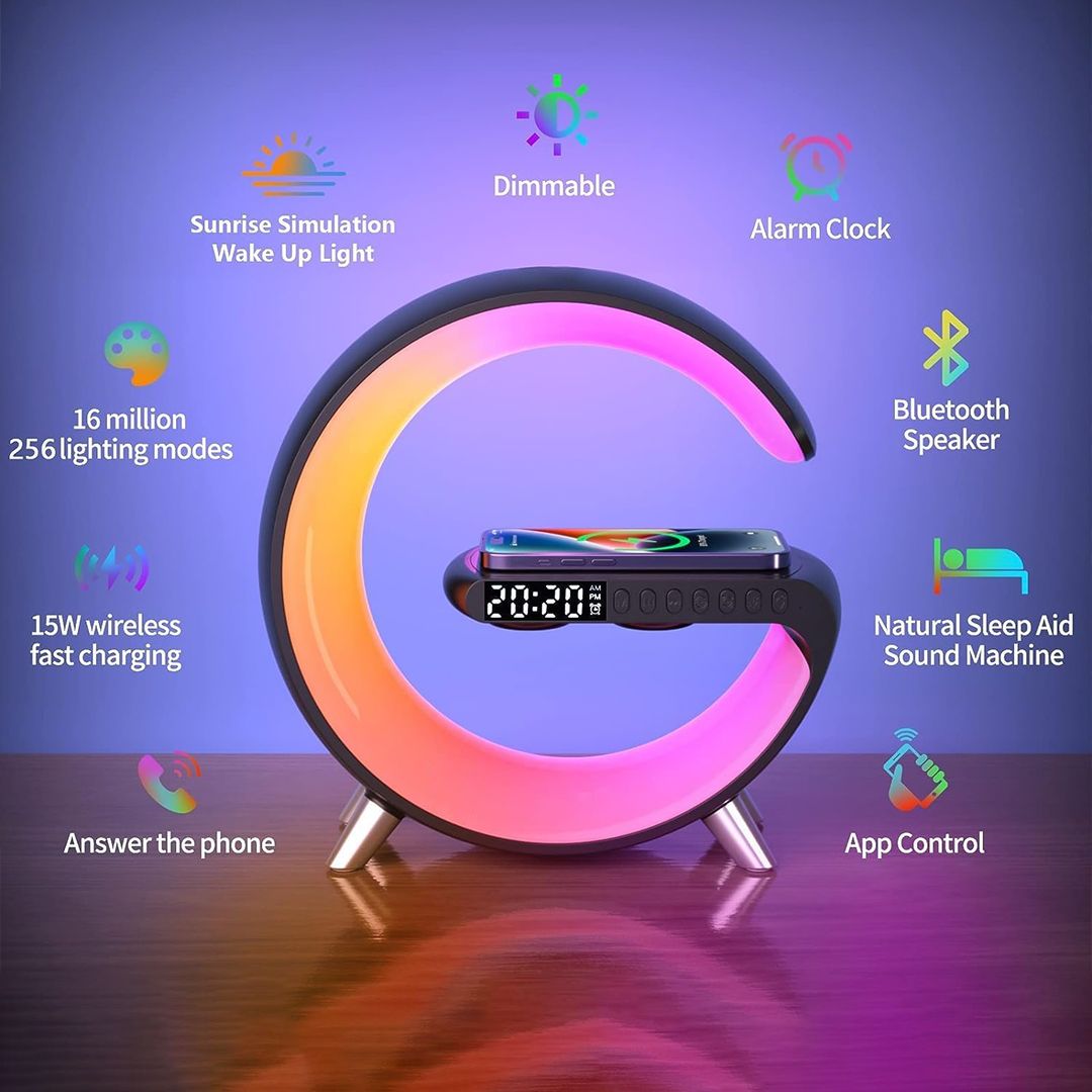 ديكور شاحن لاسلكي مع مكبر الصوت وساعة - 11