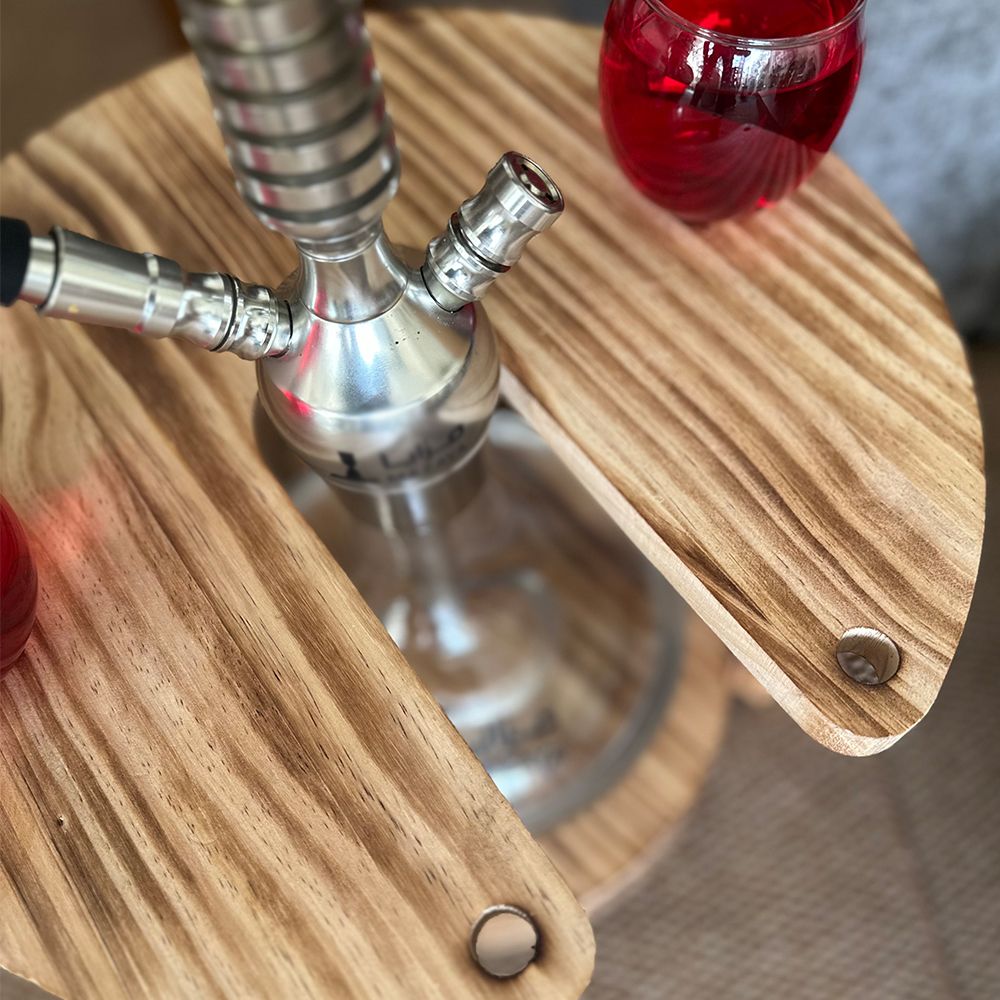 ستاند أرجيلة خشبي فاخر بسطح مقسّم للتسالي من روح - 5