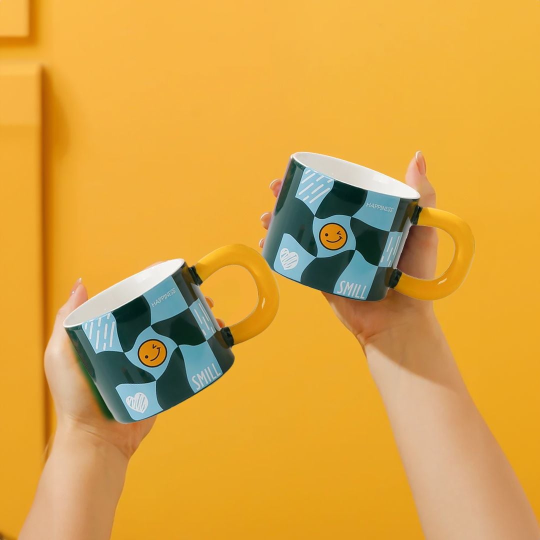 كوب سيراميك بغطاء وملعقة - 1