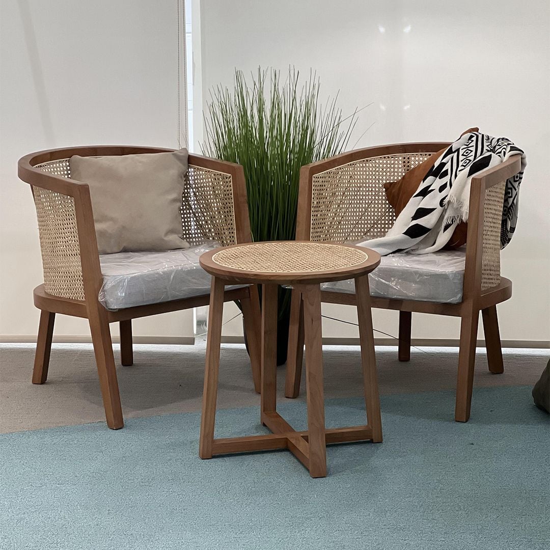 Side Table With Two Rattan Chairs product thumbnail 3