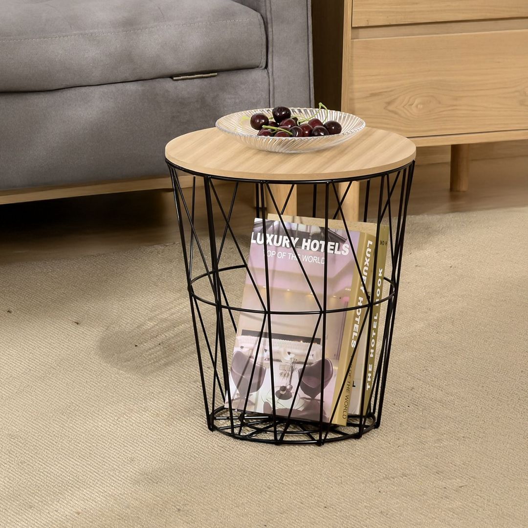 طاولة معدنية متعددة الاستخدام بغطاء خشبي - 4