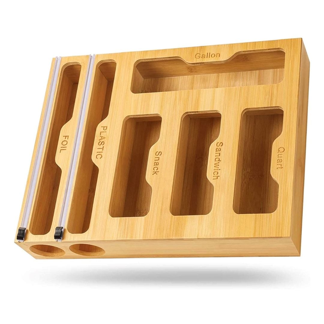 منظم أكياس وموزع تغليف خشبي - 10