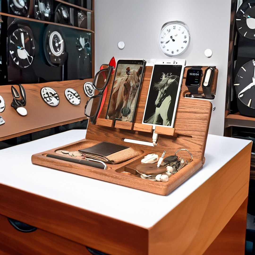 Wooden Organizer With Holder For Phone & Watch product thumbnail 8