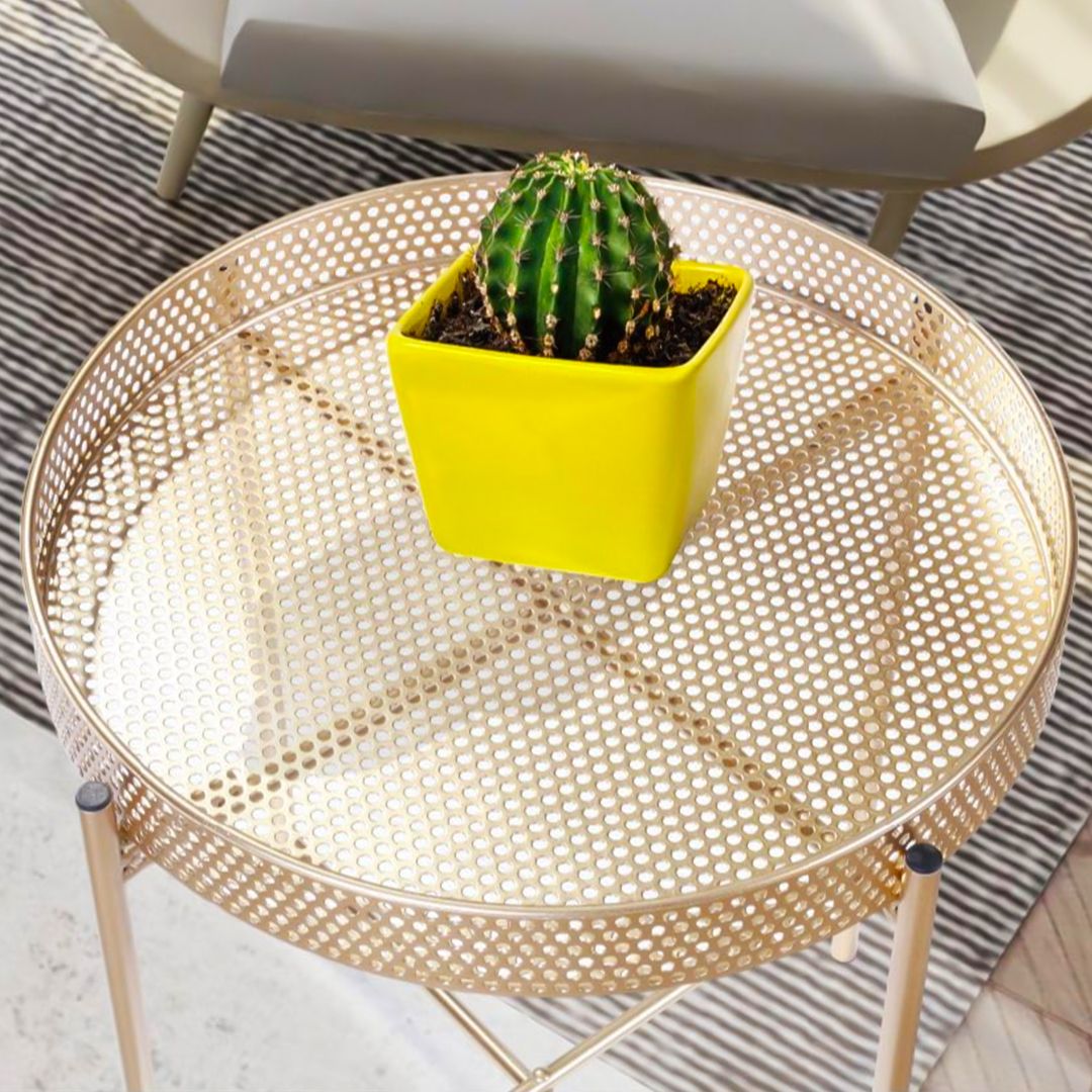 طاولة صينية تقديم معدنية ذهبية - 7