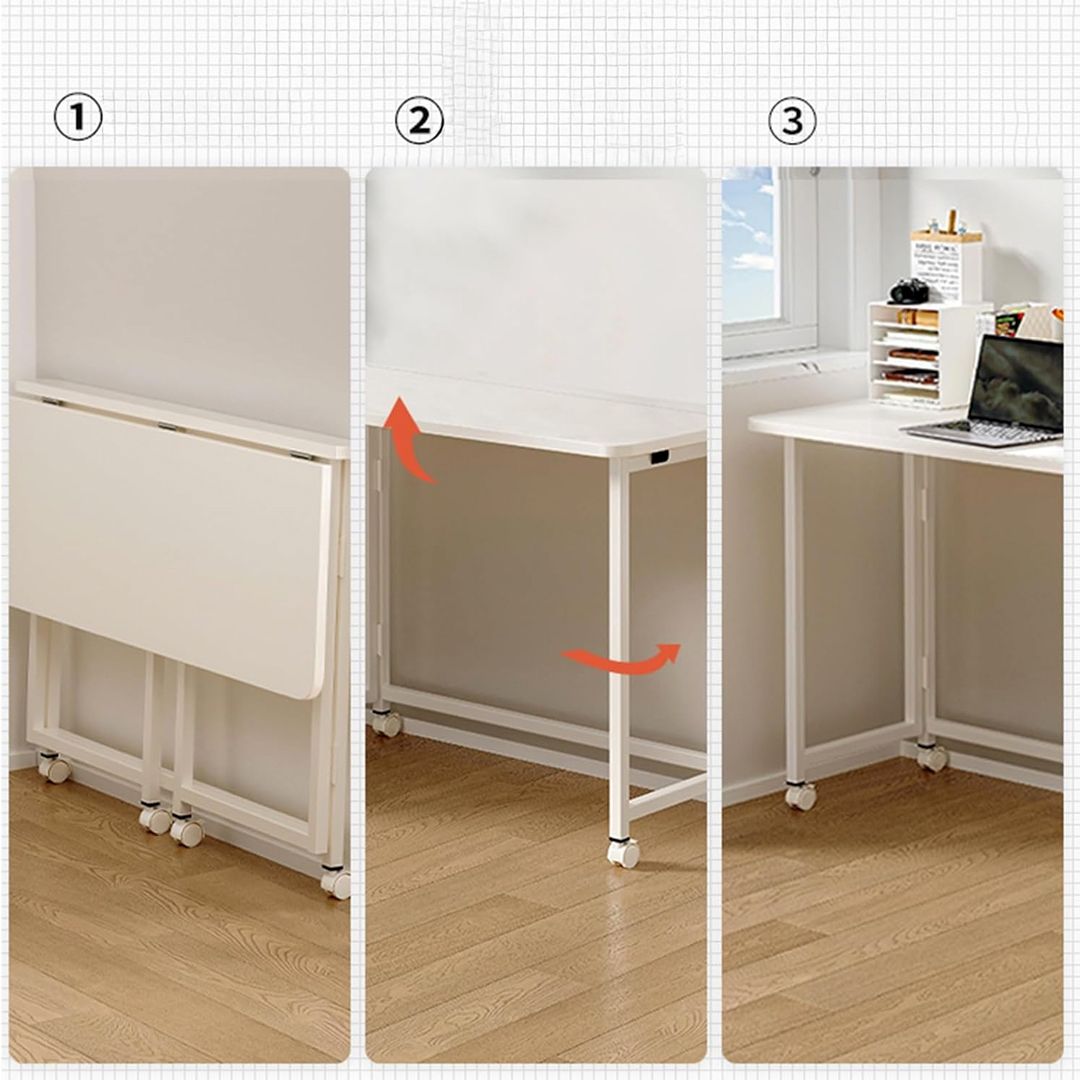 طاولة مكتب موفرة للمساحة بعجلات - 8