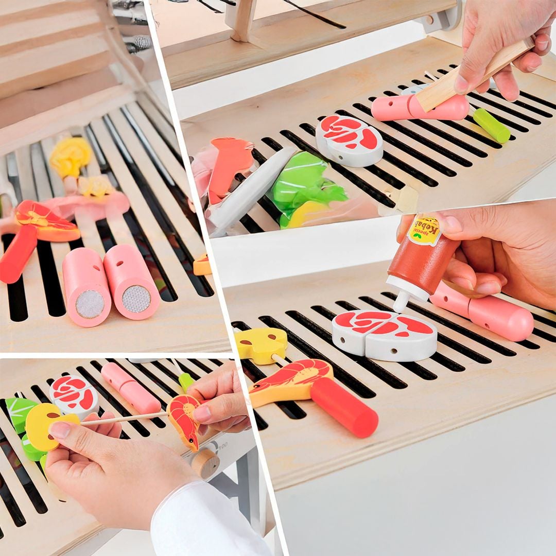 عدة ومنقل الشواء الخشبي للأطفال - 6