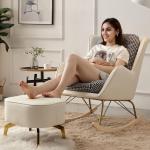 كرسي هزاز جلد فاخر مع مسند قدم - 4