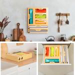 منظم أكياس وموزع تغليف خشبي - 7