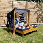 كرسي تشميس خشبي مع مظلة للأطفال - 4