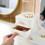 صندوق تخزين إكسسوارات ومكياج مع مرآة دوّارة - 7