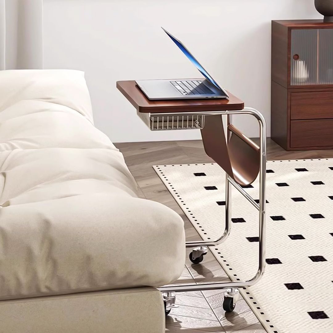 طاولة جانبية متحركة مع حامل للكتب - 11