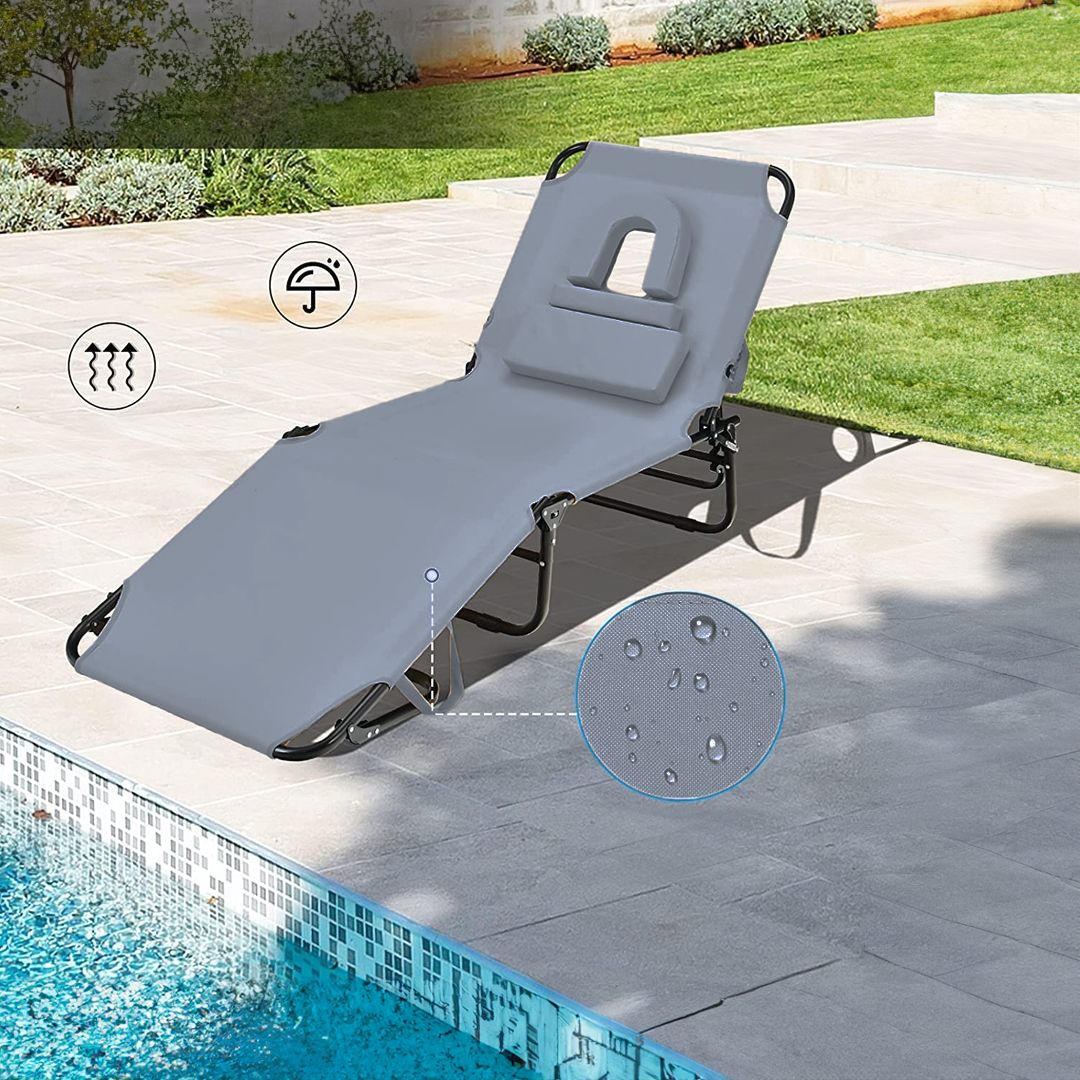 كرسي التشميس القابل للطي مع فتحة للوجه - 5