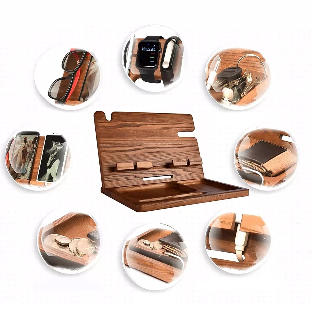 Wooden Organizer With Holder For Phone & Watch product thumbnail 5